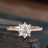 1.5ct Round Cut Diamond Engagement Ring Flower Unique 14k Rose Gold Finish