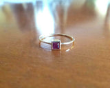 0.3ct Engagement Ring Princess Cut Pink Ruby Minimalist 14k White Gold Finish