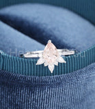 1ct Pear Simulated Peach Morganite Crown Engagement Ring 14k White Gold Plated