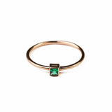 0.2ct Engagement Ring Princess Cut Green Emerald Minimalist 14k Rose Gold Finish