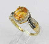 4Ct Oval Cut Yellow Citrine Swirl Shank Engagement Ring 14K White Gold Finish