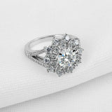 4ct Round Diamond Engagement Ring Flower Cocktail Split Band 14k White Gold Over