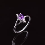 0.4ct Engagement Ring Oval Cut Amethyst Stylish Split Shank 14k WhiteGold Finish