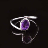 0.5ct Engagement Ring Oval Purple Amethyst Swirl Solitaire 14k White Gold Finish