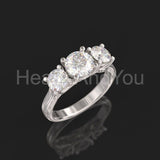 2.1ct Round Cut Moissanite Three Stone Engagement Ring 14k Yellow Gold Plated