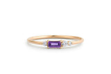 0.5ct Baguette Cut Purple Amethyst Petite Minimalist Ring 14k Rose Gold Finish