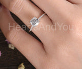 0.5ct Cushion Simulated Diamond Solitaire with Accents Ring 14k Rose Gold Plated