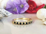 1.9ct Wedding Band Round Cut Black Diamond Stackable Design 14k Yellow Gold Over