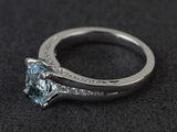 2.3ct Engagement Ring Oval Cut Aquamarine Diamond Accent 14k White Gold Finish