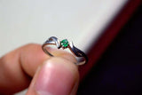 0.25ct Engagement Ring Round Cut Green Emerald Swirl Twist 14k White Gold Finish