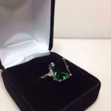 2.3ct Engagement Ring Radiant Cut Green Emerald Trilogy 14k White Gold Finish