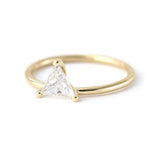 1ct Trillion Cut Diamond Engagement Ring 14k Yellow Gold Over Minimalist Dainty