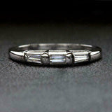 1.5ct Baguette Diamond Trilogy Minimalist Engagement Ring 14K White Gold Over