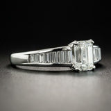 3ct Emerald Cut Diamond Baguette Accent Engagement Ring 14k White Gold Finish