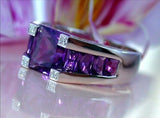 5Ct Princess Cut Purple Amethyst Cocktail Engagement Ring 14K White Gold Finish