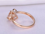 1ct Heart Cut Peach Morganite Engagement Ring 14k Rose Gold Finish Floral Bypass