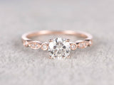 0.8ct Round Cut Diamond Vintage Solitaire Engagement Ring 14k Rose Gold Finish
