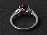 3ct Engagement Ring Oval Cut Pink Ruby Petite Solitaire 14k White Gold Finish