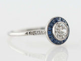 1.6ct Round Diamond Engagement Ring Art Deco Sapphire Halo 14k White Gold Finish