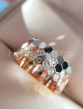 0.5ct Round Cut Moissanite Honeycomb Women Trio Set 14k White Gold Plated