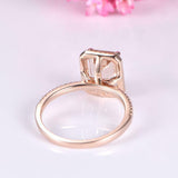2.2ct Emerald Cut Peach Morganite Halo Ring 14k Rose Gold Over with Round Accent