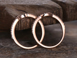 0.4Ct Round Cut 2pc Diamond Eternity Anniversary Band 14k Rose Gold Finish