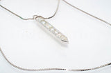 0.5ct Baguette Simulated Diamond Vertical Bar Pendant Chain 14k WhiteGold Plated
