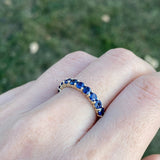 0.3ct Round Cut Simulated Sapphire Half Eternity Wed Band 14k Yellow Gold Plated