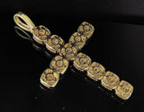 2.6ct Round Cut Diamond Cluster Cross Pendant 14k Yellow Gold Finish NO CHAIN