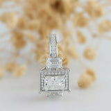 3Ct Radiant Cut Diamond Vintage Milgrain Engagement Ring 14K White Gold Finish