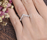 0.5ct Round Cut Moissanite Chevron Bezel Set Wedding Band 14k White Gold Plated