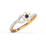 1ct Engagement Ring Round Cut Blue Sapphire Flower Design 14k Rose Gold Finish