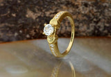 Accents Solitaire Engagement Ring 2.2ct Round Cut Diamond 14k Yellow Gold Finish
