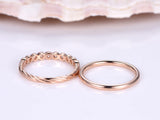Half Eternity Bridal Set Engagement Ring 1ct Round Diamond 14k Rose Gold Finish