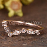 0.12ct Round Cut Moissanite Minimalist Women Wedding Band 14k Rose Gold Plated