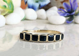 2ct Princess Cut Black Diamond Milgrain Stackable Band 14k Yellow Gold Finish