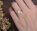 0.3ct Round Cut Moissanite Solitaire Women Engagement Ring 14k White Gold Plated