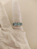 2.5ct Wedding Ring Band Oval Cut Blue Aquamarine Five Stone 14k WhiteGold Finish