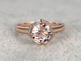 2.1ct Round Cut Peach Morganite Engagement Ring 14k Rose Gold Finish Solitaire