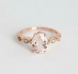 1.4ct Oval Cut Peach Morganite Engagement Ring Diamond Accent 18k Rose Gold Over