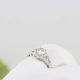 2.5ct Round Cut Diamond Engagement Ring Halo Split Shank 14k White Gold Finish