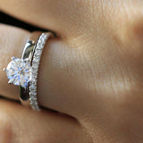 2ct Round Cut Diamond Solitaire Bridal Set Engagement Ring 14k White Gold Finish