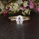 Infinity Twist Band Engagement Ring 1.5ct Oval Cut Diamond 14k White Gold Finish