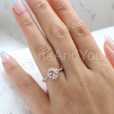 1ct Cushion Cut Simulated Morganite Floral Engagement Ring 14k Rose Gold Plated