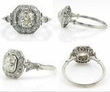 4.5ct Cushion Diamond Halo Milgrain Vintage Engagement Ring 14K White Gold Over