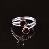 0.45ct Engagement Ring Round Cut Red Garnet Bypass Style 14k White Gold Finish