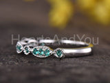 0.3ct Round Cut Simulated Emerald Half Eternity Wed Band 14k White Gold Plated