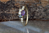 1.5ct Pear Cut Purple Amethyst Solitaire Engagement Ring 14k Yellow Gold Finish