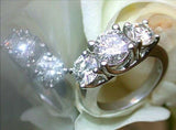 3Ct Round Cut VVS1 Diamond Classic Engagement Trilogy Ring 14K White Gold Finish