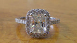 2.5ct Radiant Cut VVS1 Diamond Halo Promise Engagement Ring 14k WhiteGold Finish